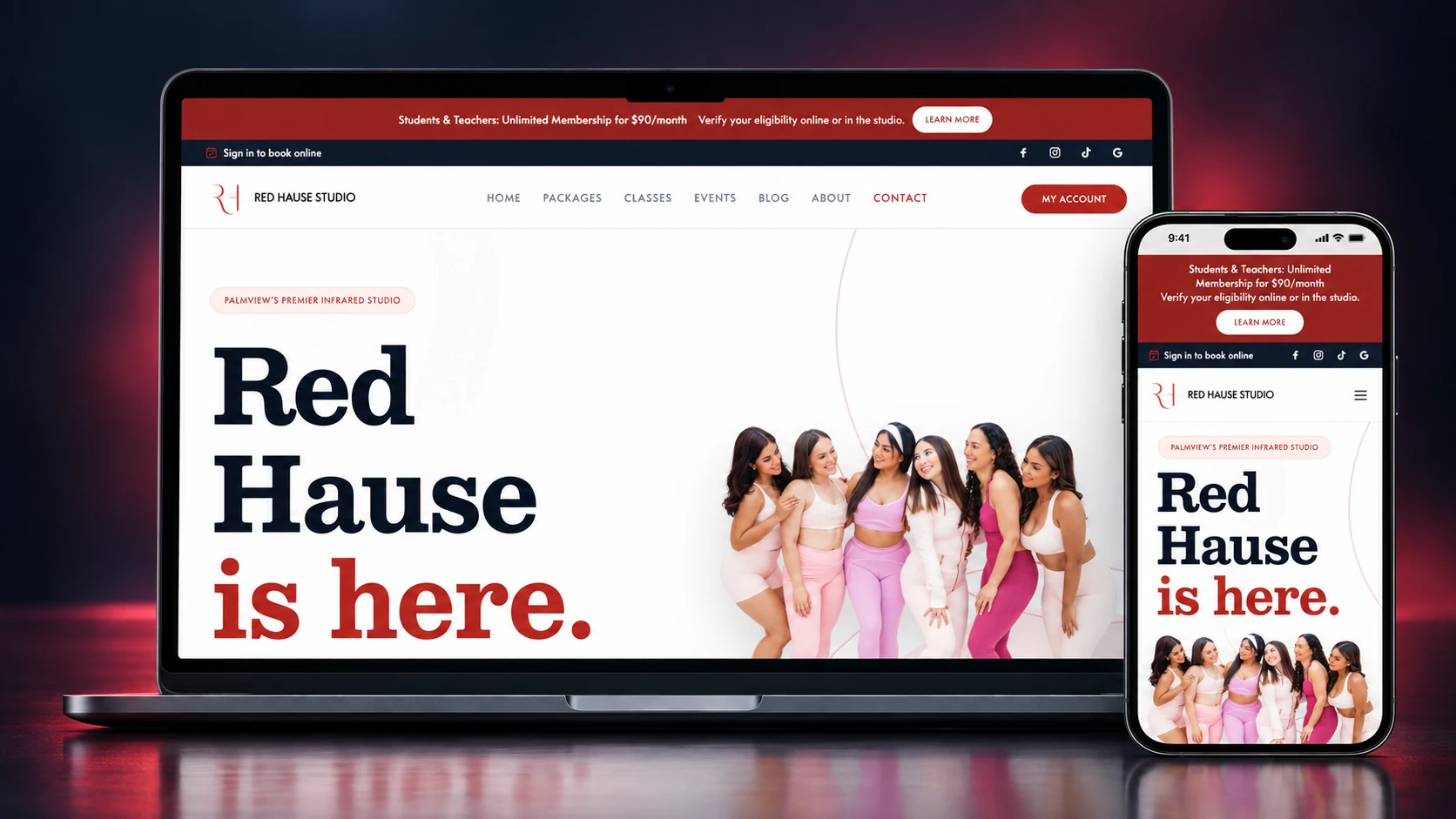 Red Hause Studio responsive website shown on desktop and mobile