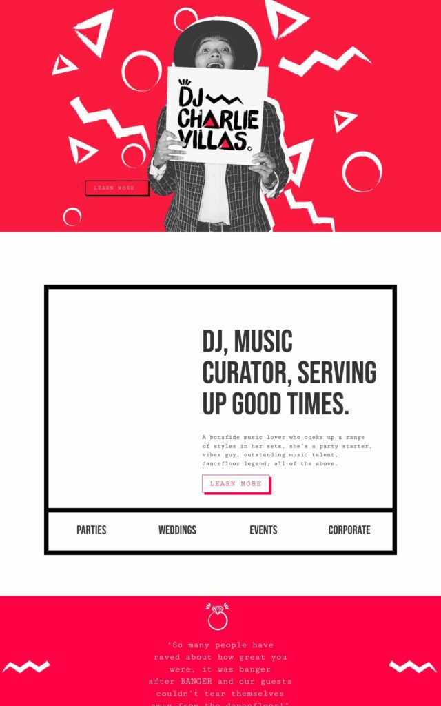 DJ Charlie Villas website project