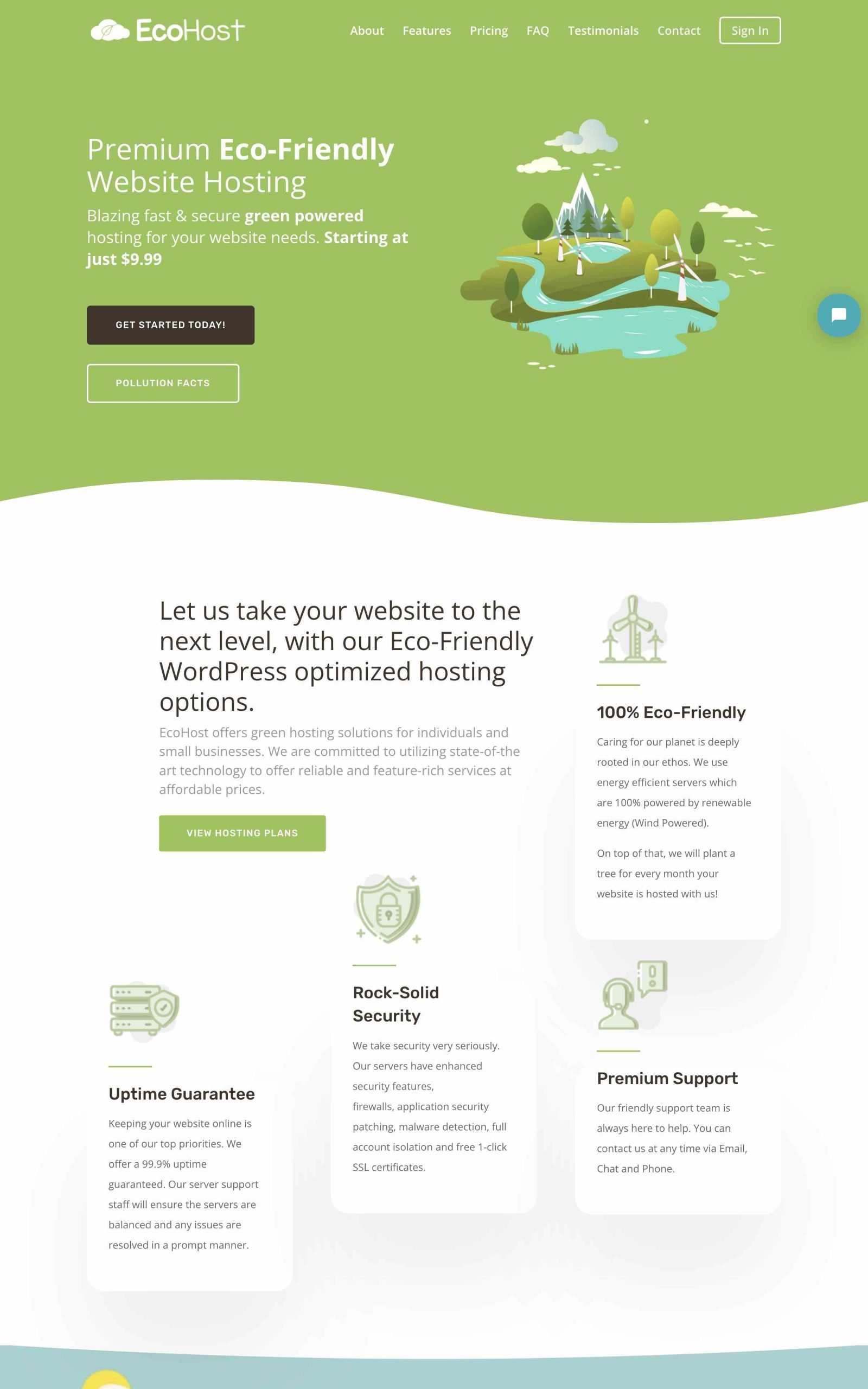 EcoHost responsive website shown on desktop and mobile
