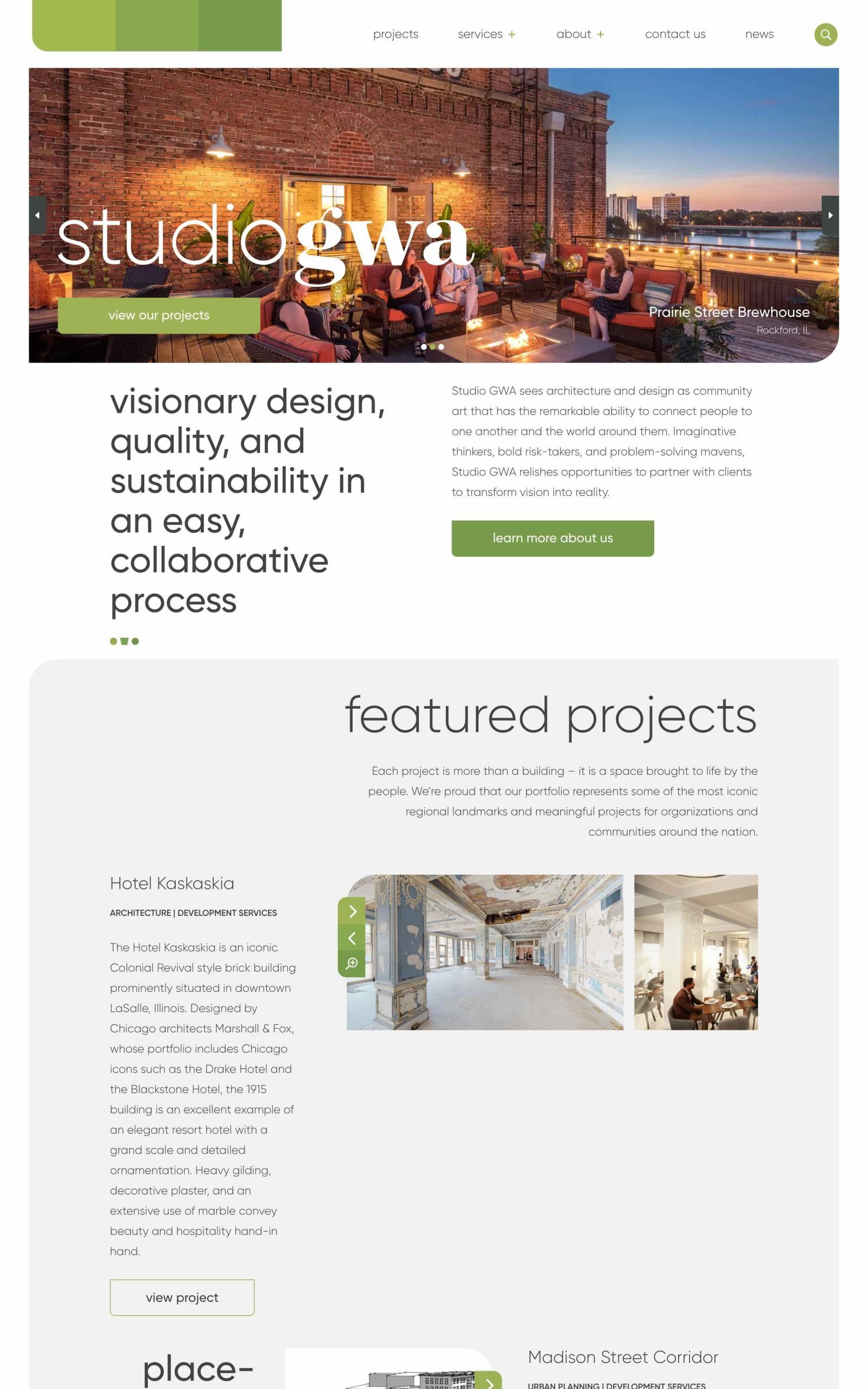 Studio GWA responsive website shown on desktop and mobile