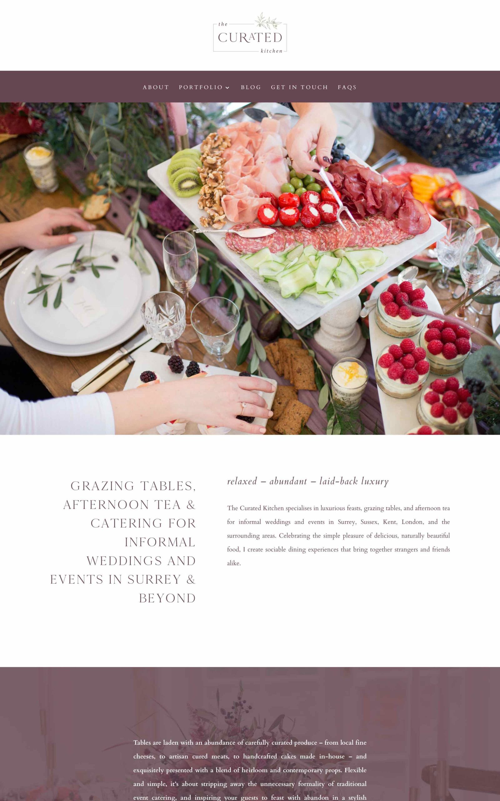 The Curated Kitchen responsive website shown on desktop and mobile