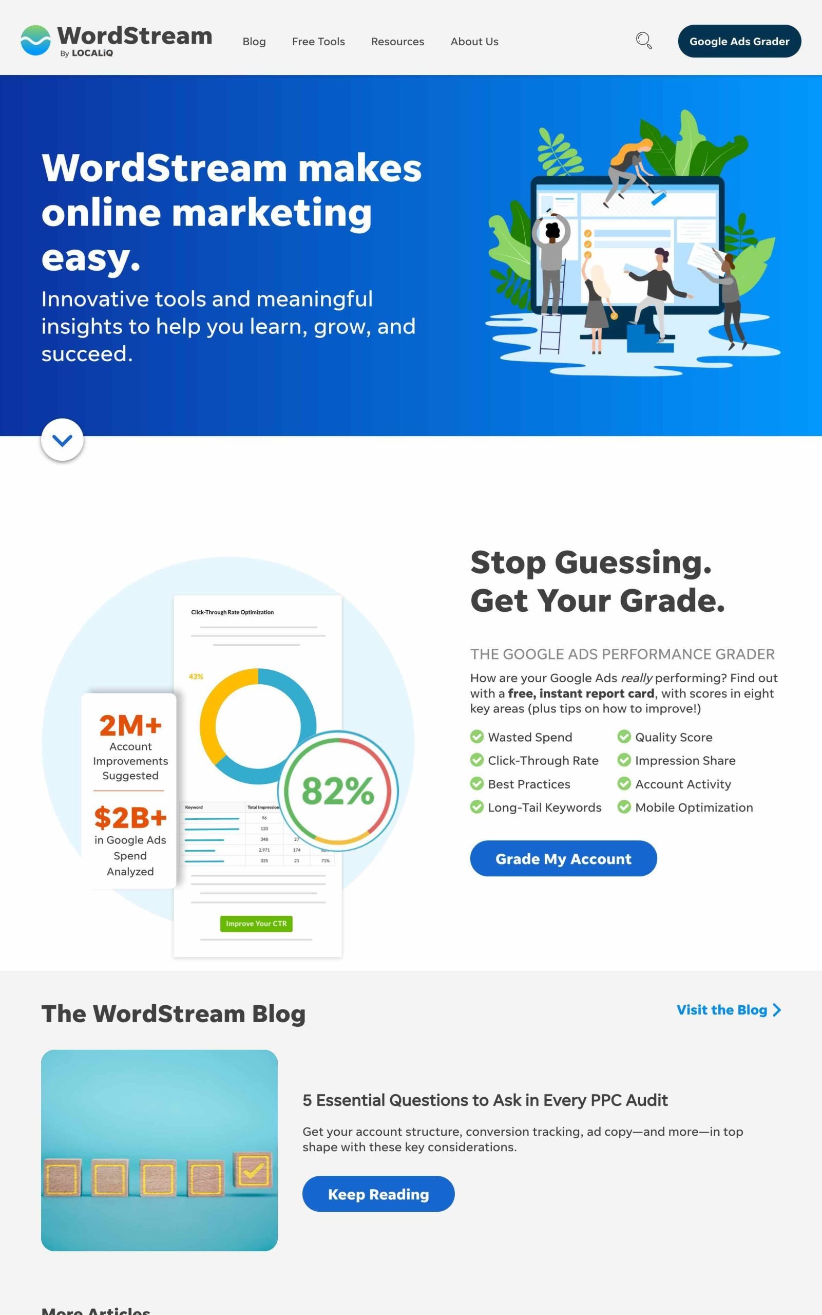 WordStream responsive website shown on desktop and mobile