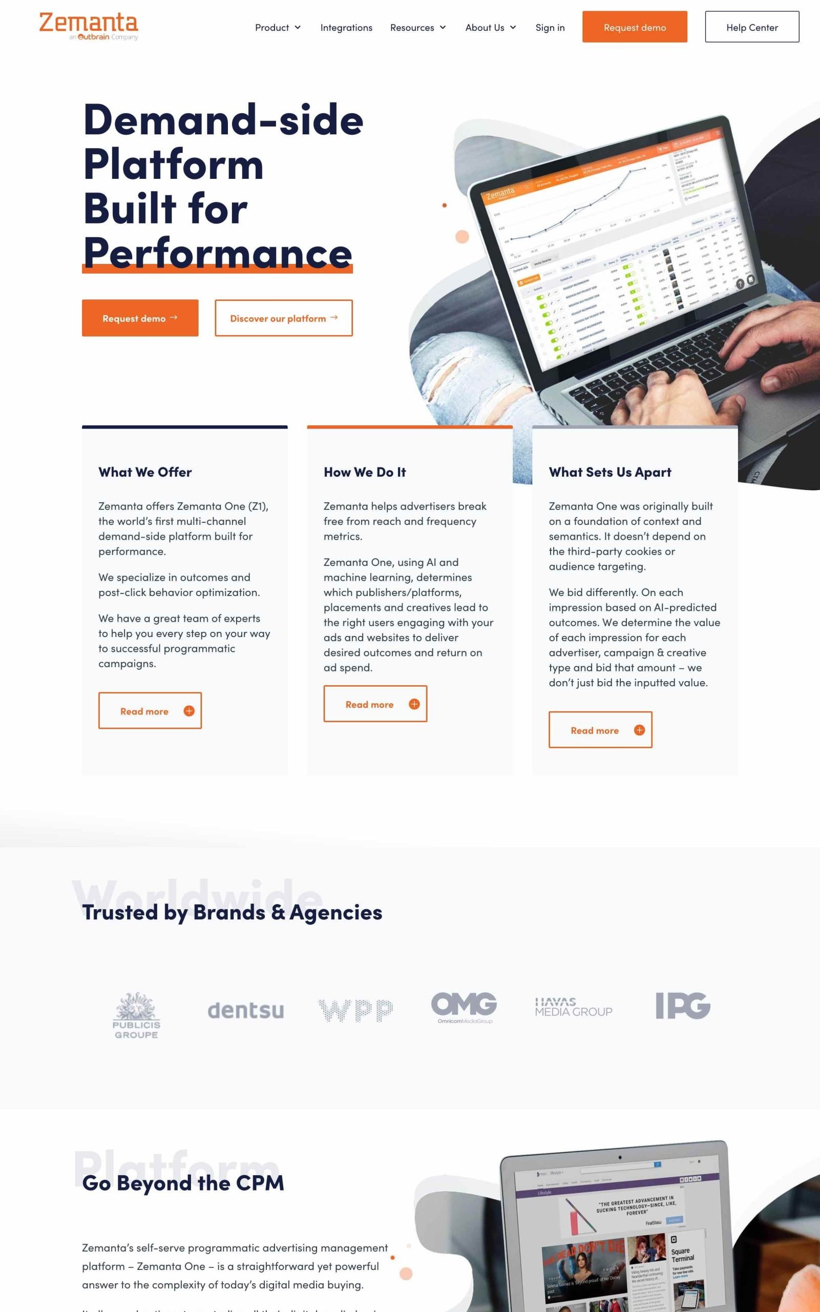 Zemanta by Outbrain responsive website shown on desktop and mobile