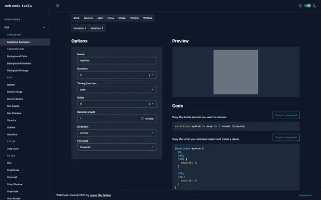Css Animation Generator: Css Animations Generator By Web Code Tools