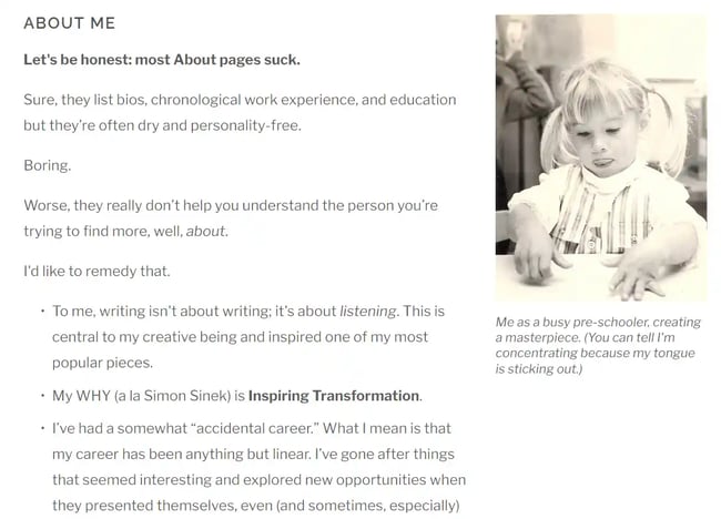 About Me Page Examples - Amy Blaschka