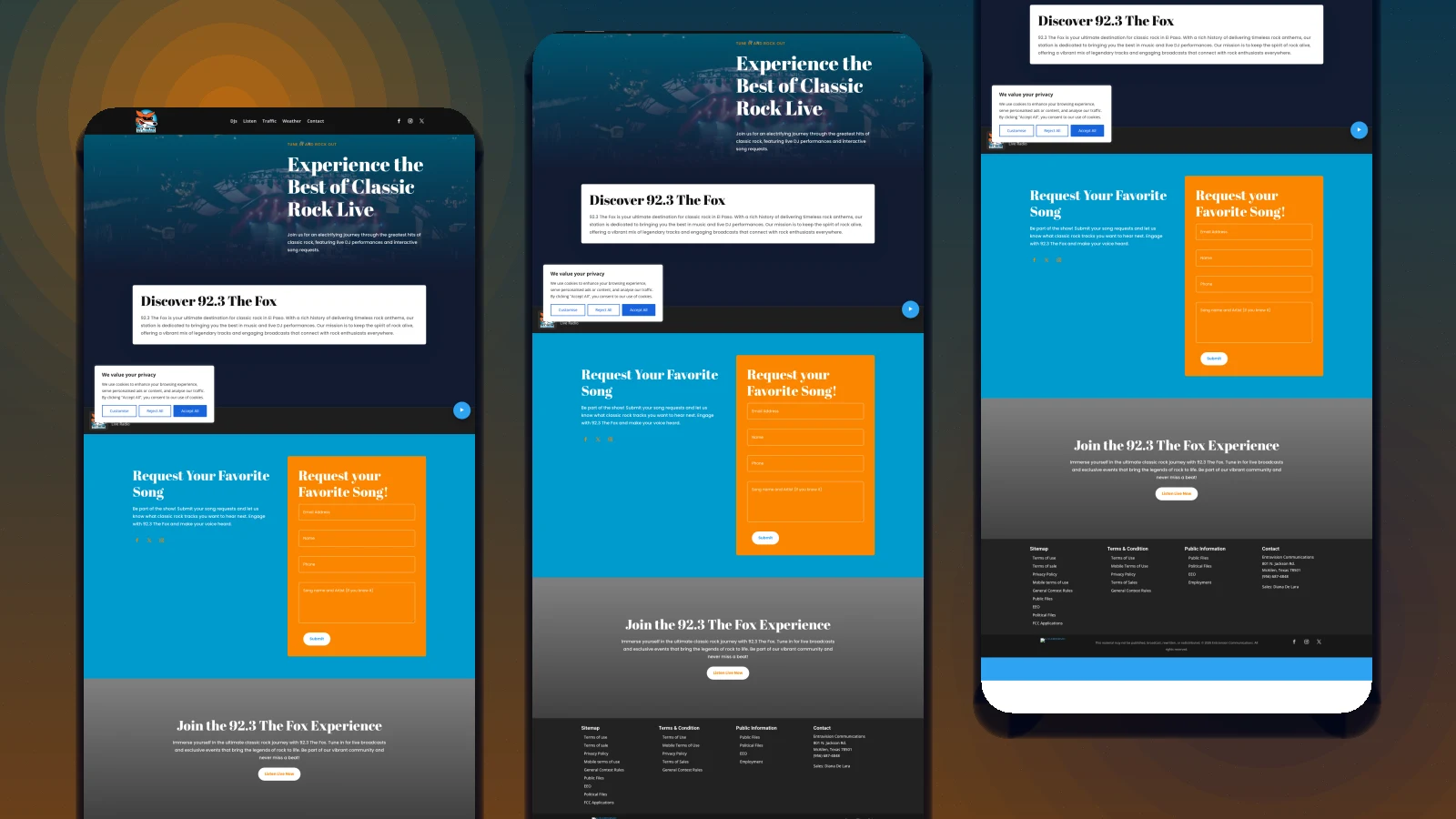 92.3 The Fox responsive website shown on desktop and mobile